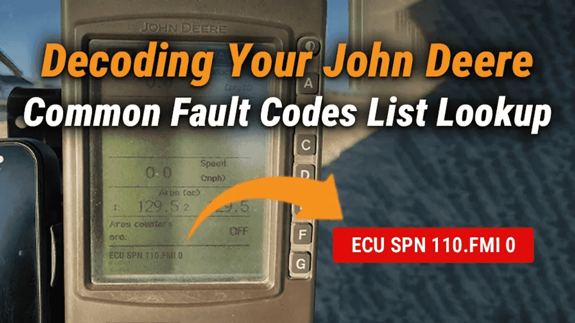 Common john deere fault codes list lookup