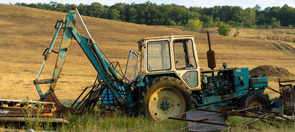 tractor busy working in spring