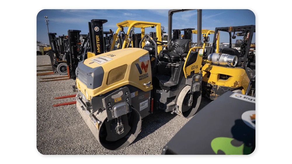 Double Drum roller located in an equipment yard.