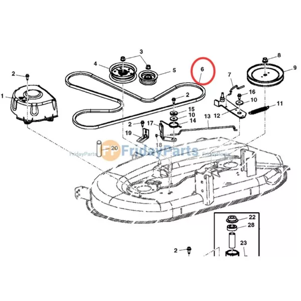 John Deere D130 deck belt diagram
