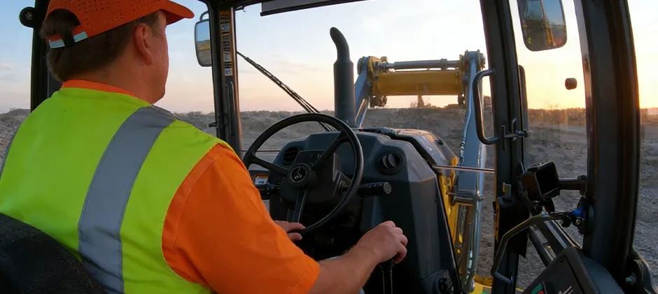 Operating backhoe