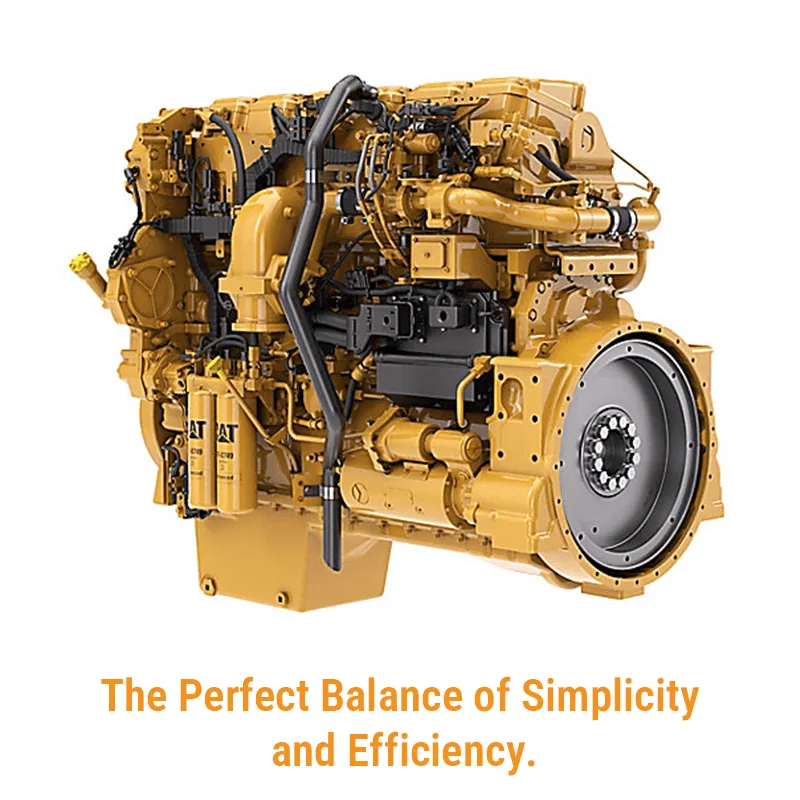 A Caterpillar C15 diesel engine, illustrating its role as a balance between mechanical simplicity and modern electronic efficiency.