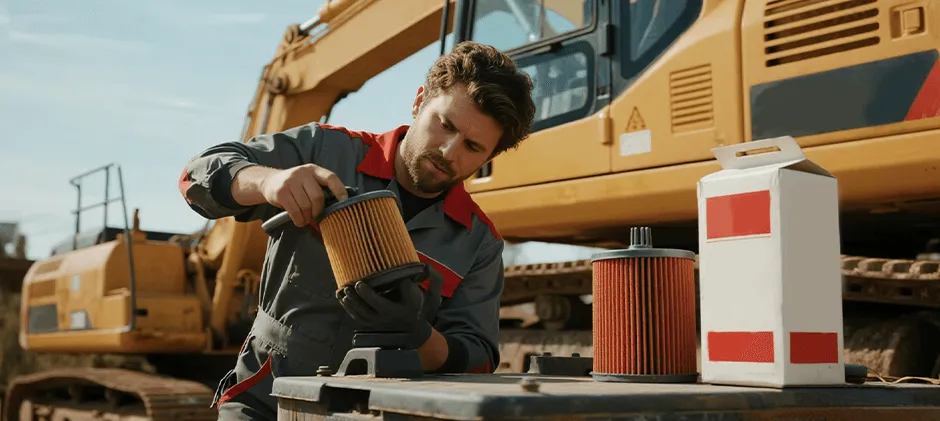 A man is carefully studying the more efficient filter.