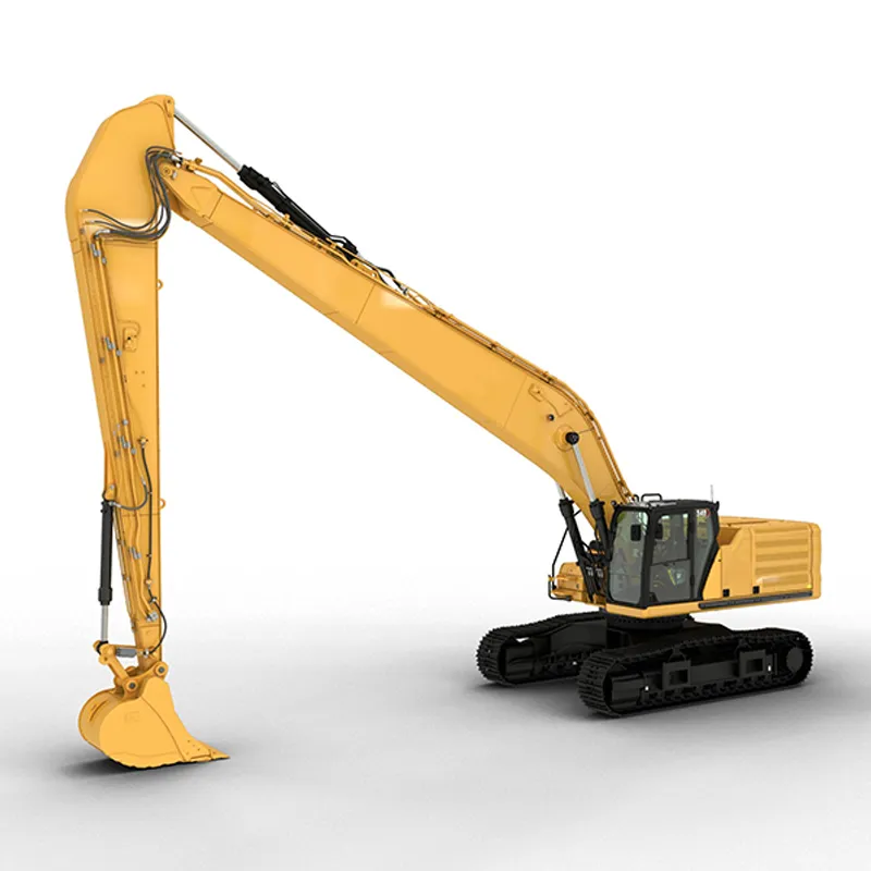 Long-reach excavator with extended boom for deep access