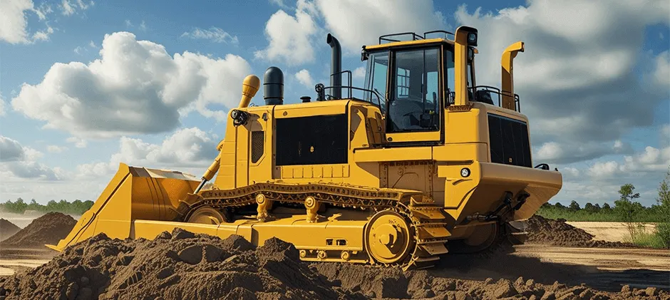 The radiator in bulldozer is moving